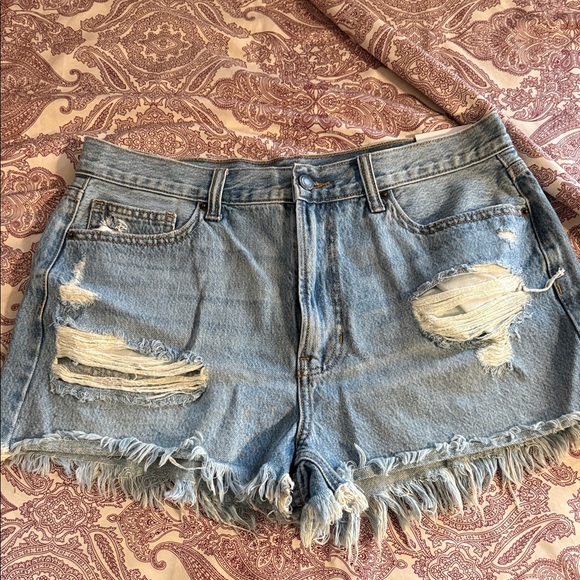 Cello Pants - Cello Blue Distressed Denim Shorts